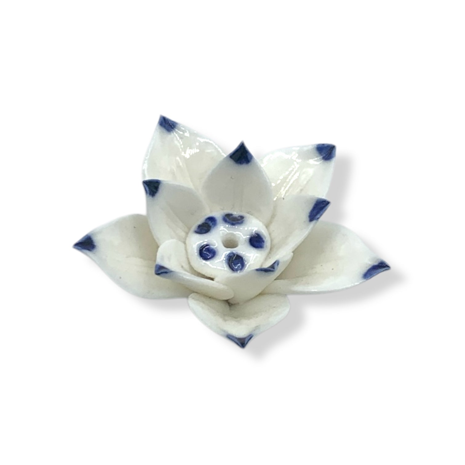 Incense Holder - White & Blue Lotus Flower